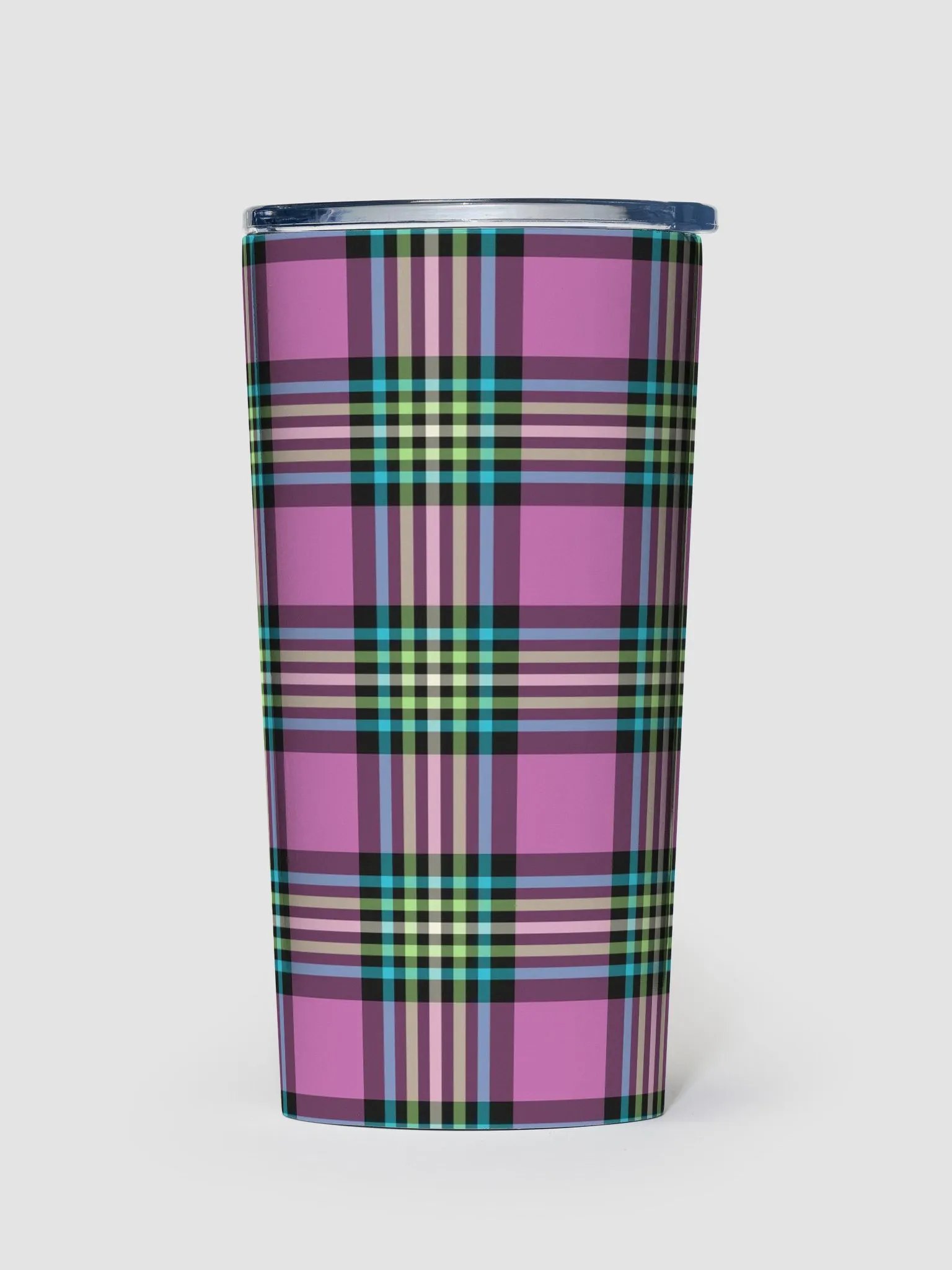 Purple Orchid and Turquoise Plaid Travel Tumbler product image (2)