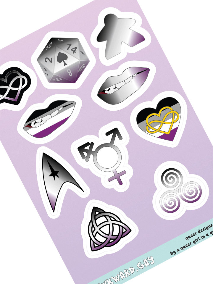Asexual Pride Mixed Designs Sticker Sheet product image (1)