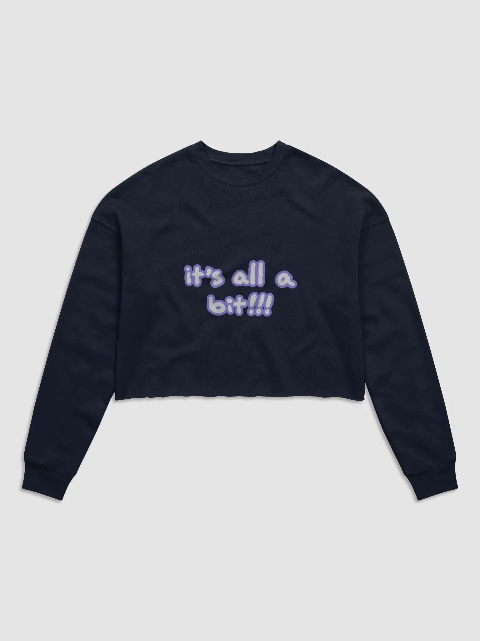 “It’s all a bit!!!” (sm. lined design, #9081ED) Women's Fleece Crop Sweatshirt product image (34)