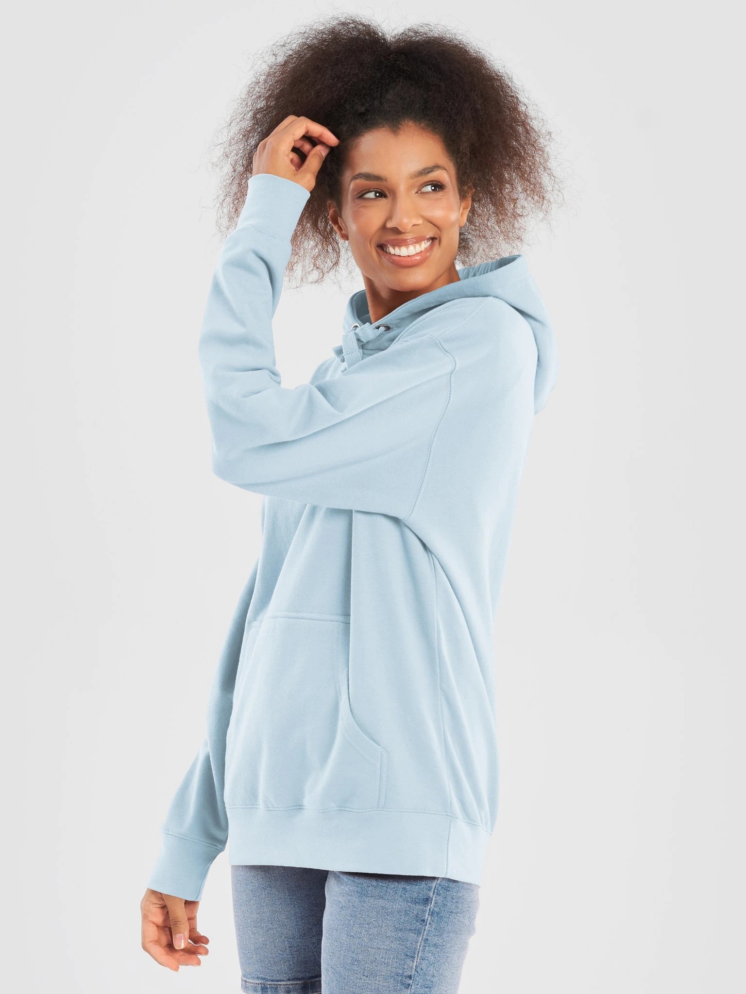 Plain Color Sky Blue Hoodie product image (2)