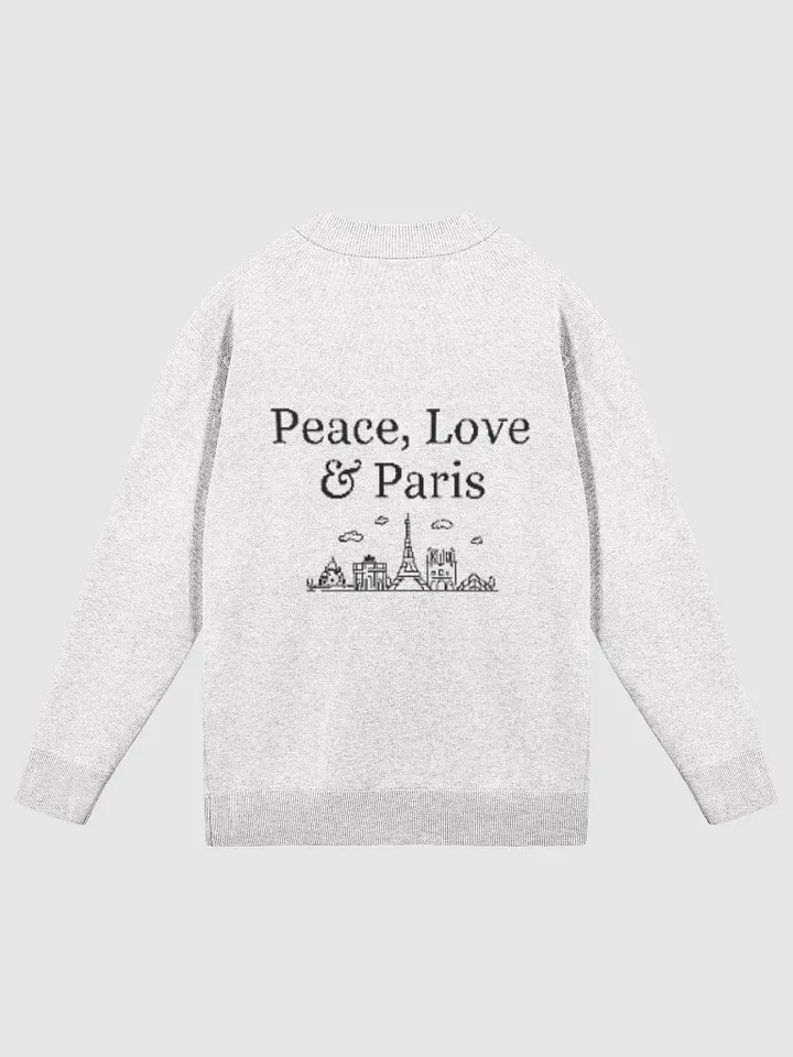 Peace, Love and Paris with Monuments Parisian Chic Knitted Cardigan | White product image (1)