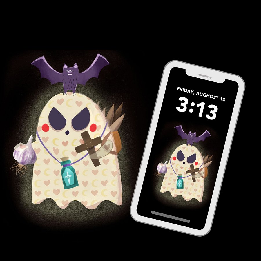 Little Ghost Booffy the Vampire Slayer - Digital Wallpaper for Mobile Phone product image (2)