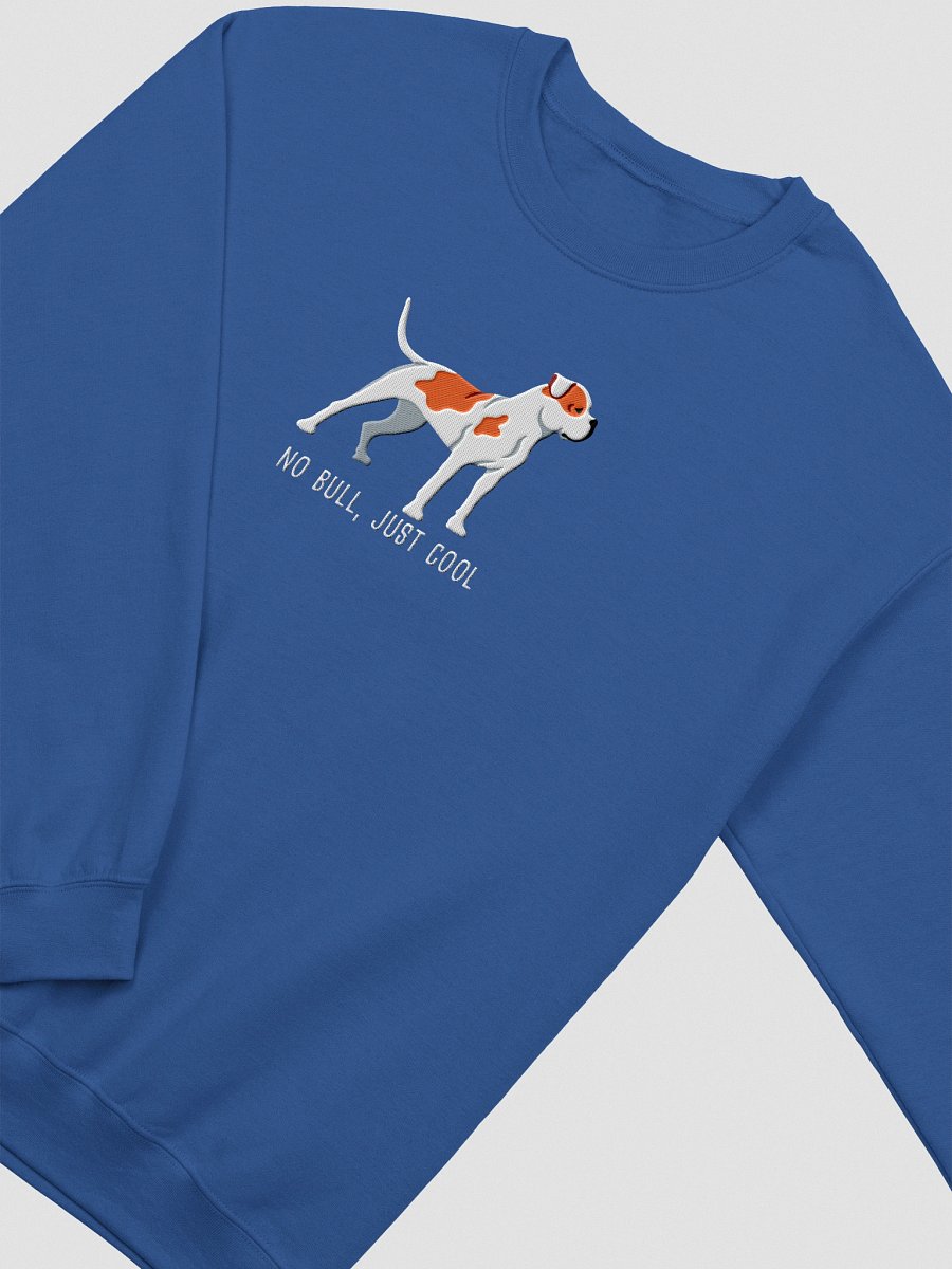 No Bull, Just Cool Sweatshirt (Embroidered) of an American Bulldog(Red & White) product image (12)