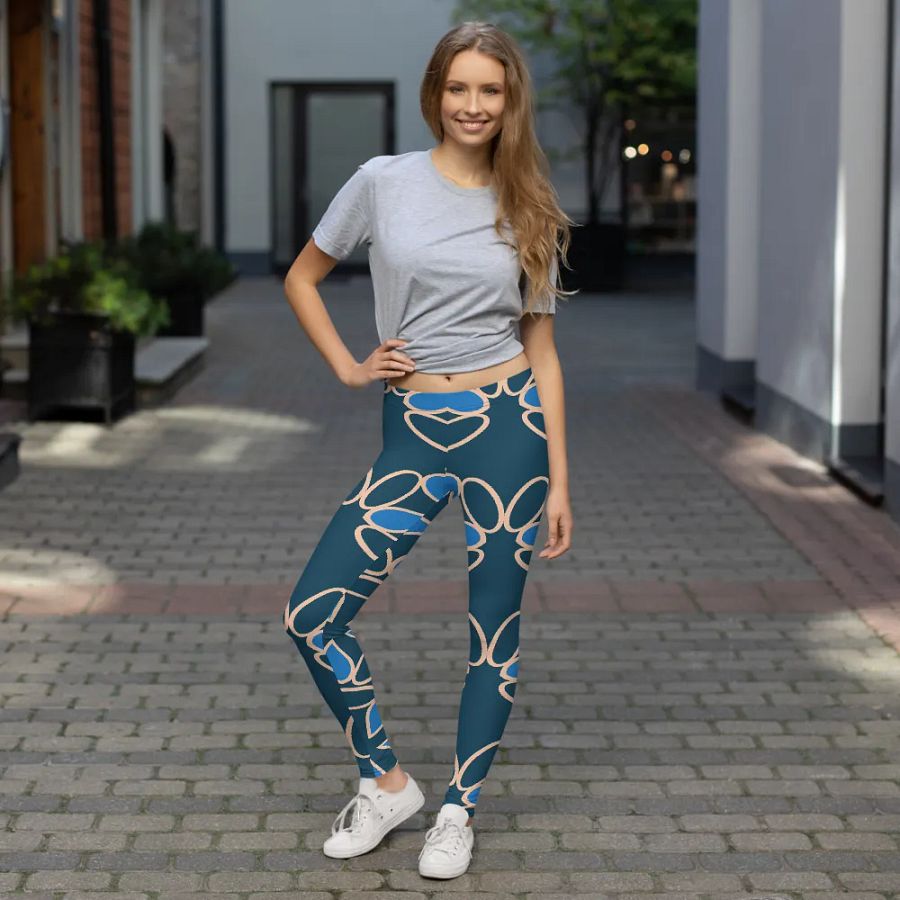Symmetry in Blue: Custom All-Over Print Leggings product image (7)