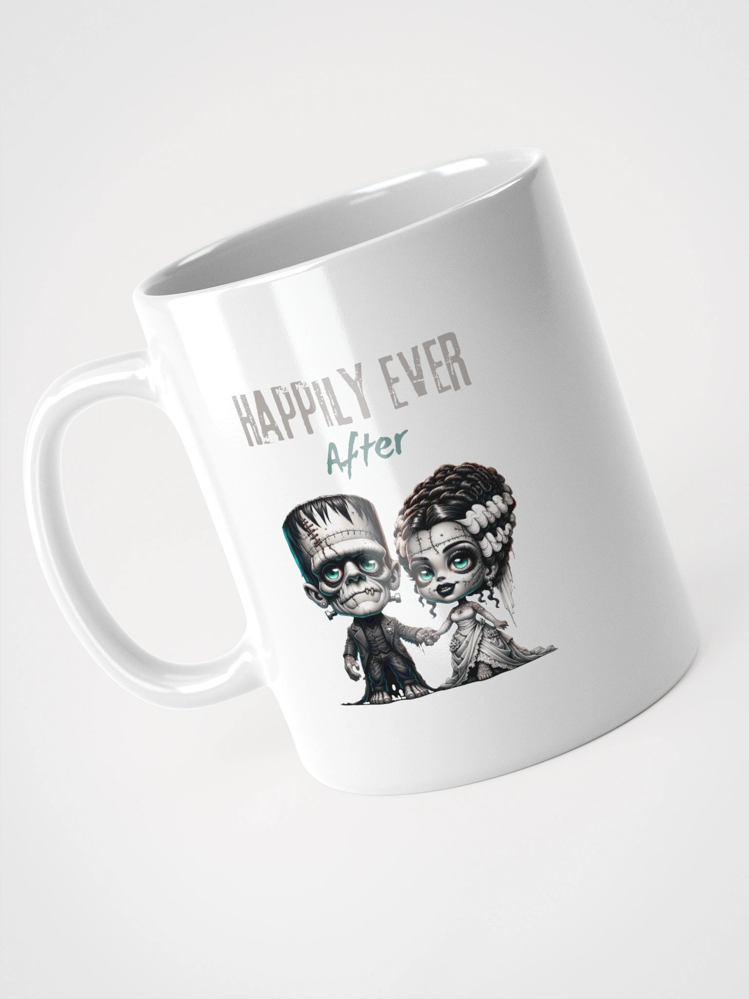 Happily Ever After Cartoonish Frankenstein and Bride Wedding Mug product image (7)