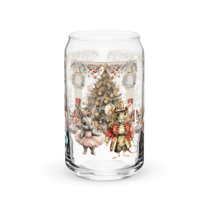 The Enchanted Nutcracker Ballet Glass Can Tumbler | 16oz BPA-Free Sipper with Bamboo Lid & Straw | Ballet-Themed Christmas Drinkware product image (2)