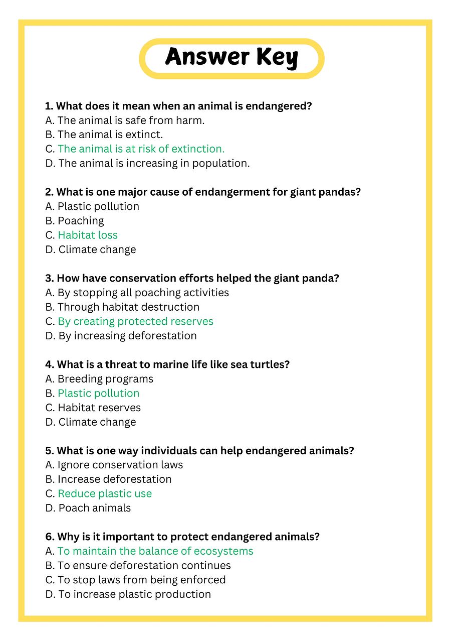 Endangered Animals Reading Passage with Comprehension Questions product image (4)