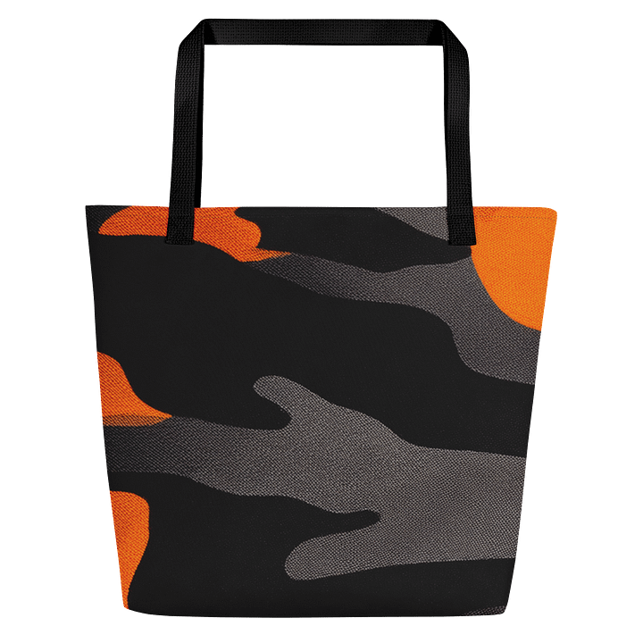 Large Tote Bag w/Pocket black and orange camo product image (1)