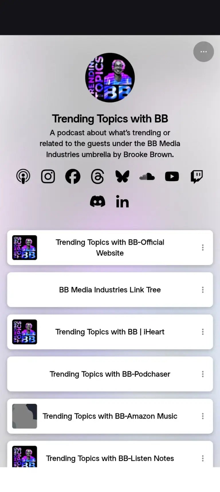 🌴New @Linktree, who dis? All of the links and websites for #trendingtopicwithbbpodcast needed to be consolidated for easy viewing! Check out 🔗 in bio for the details!  🎙️Ready for new episodes to drop?  #podcastmedia #podcastsupport #podcasts #podcastlife🎙🎧 #podcasting #adverisingcompany #mediacompany #publicrelationscompany 