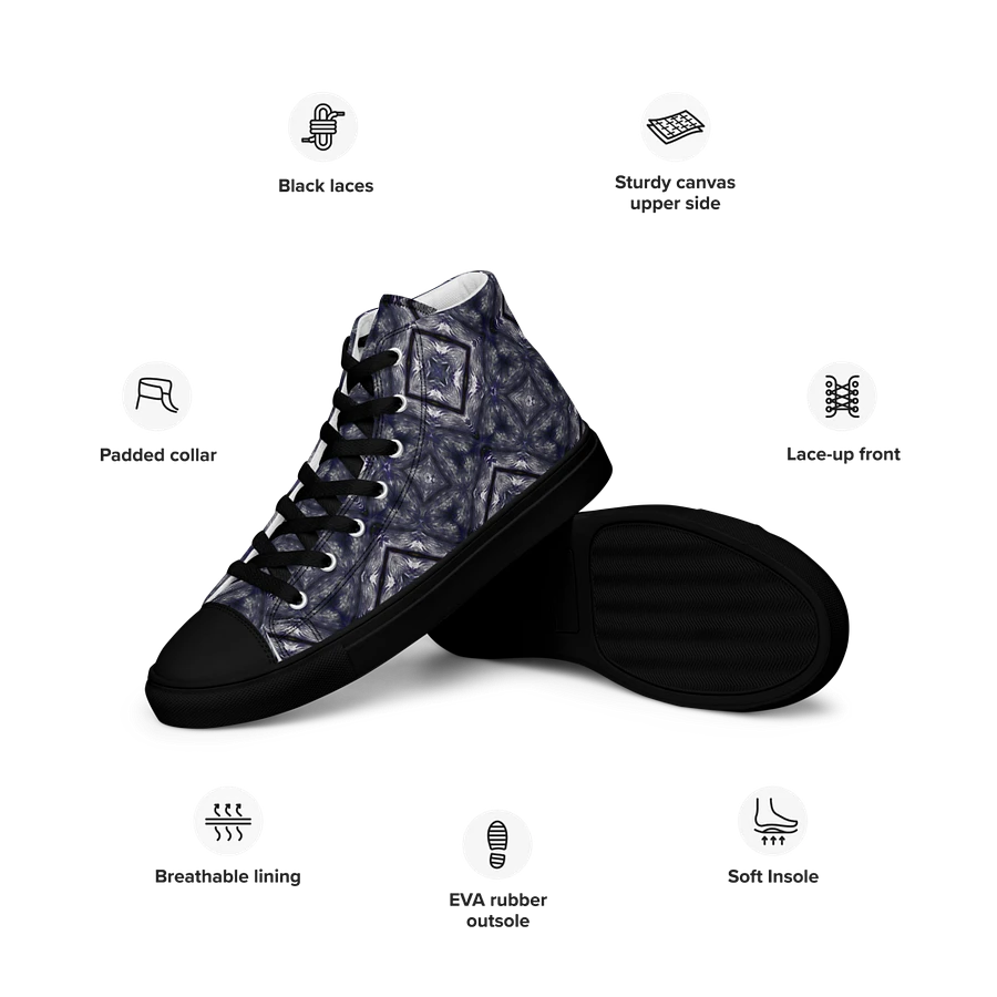 Abstract Dark Monochrome Diamond Men's Black Toe Canvas Shoe High Tops product image (40)