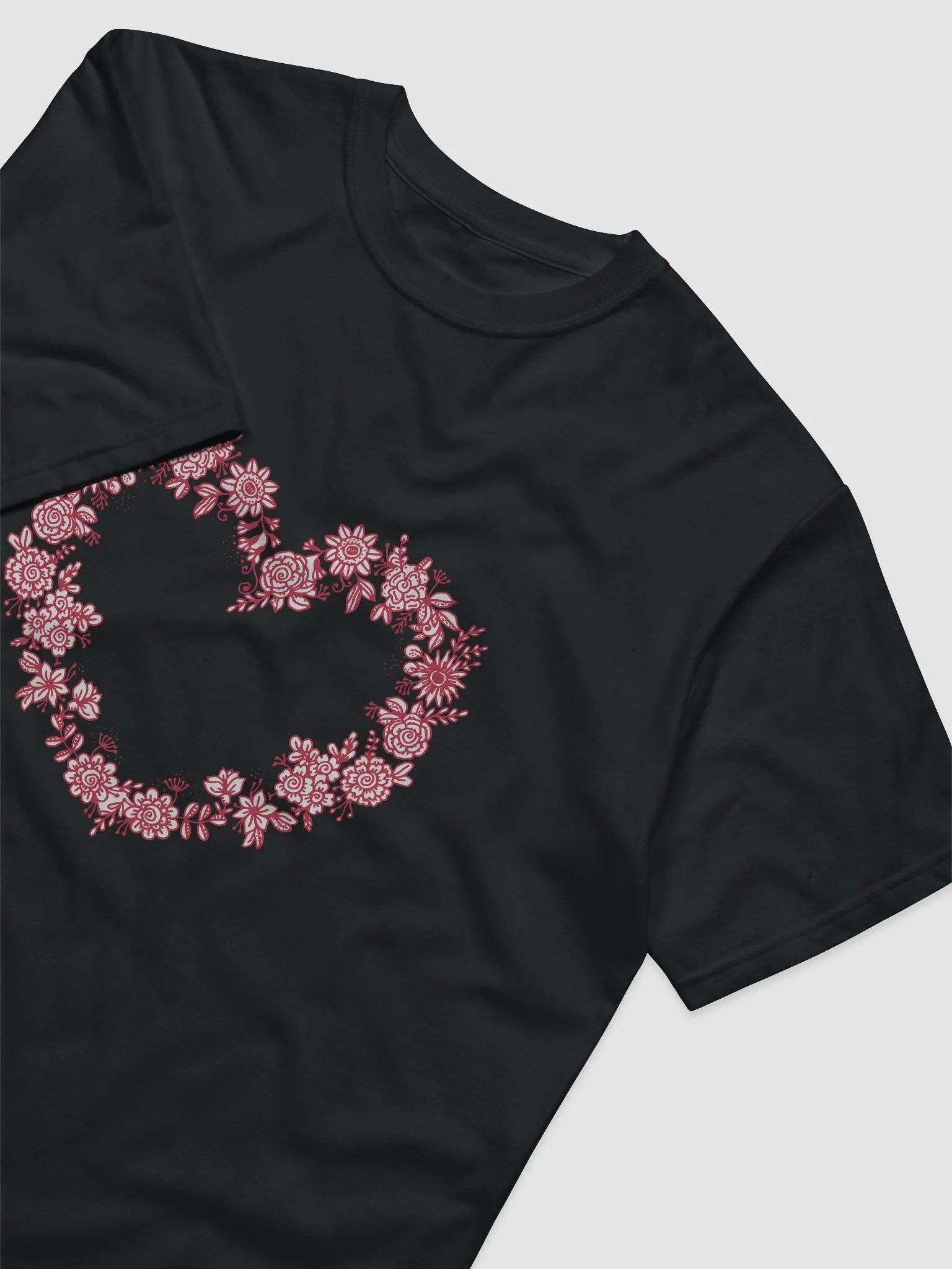 Red Floral Heart Unisex Organic T-Shirt product image (3)