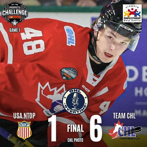 END OF GAME SCORING between Team CHL and NTDP brought to you by Niagara Employment Help Centre (@niagara_employment). 

SHOTS...