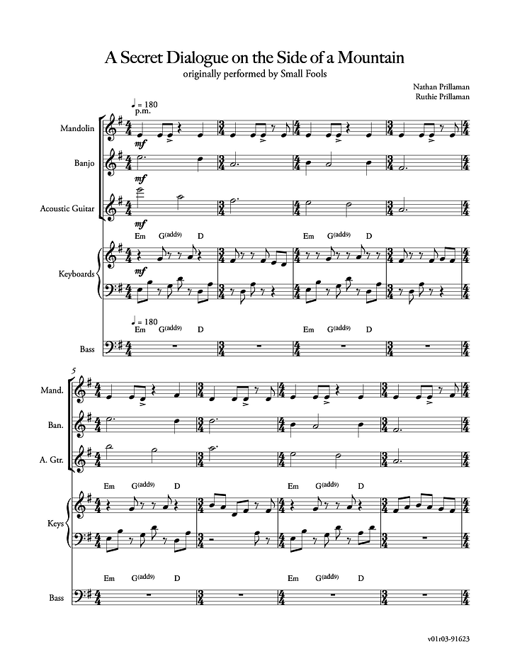 A Secret Dialogue on the Side of a Mountain - Sheet Music product image (1)