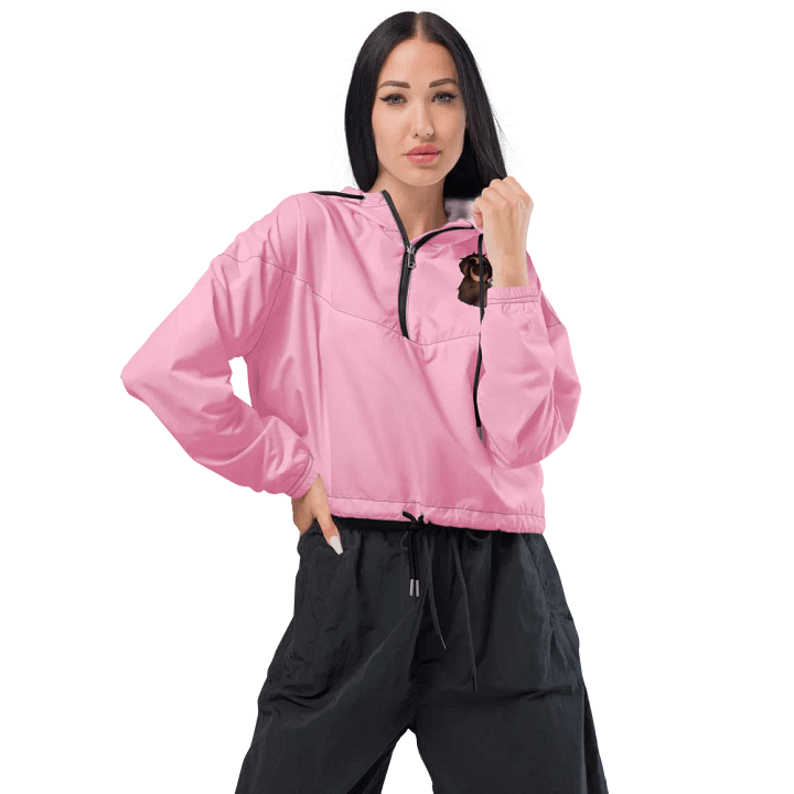 Sloth Serenity Cropped Cotton Candy Pink Windbreaker product image (1)