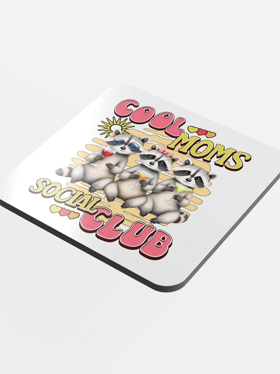 Cool Moms Social Club Raccoon Glossed Cork Coaster product image (1)