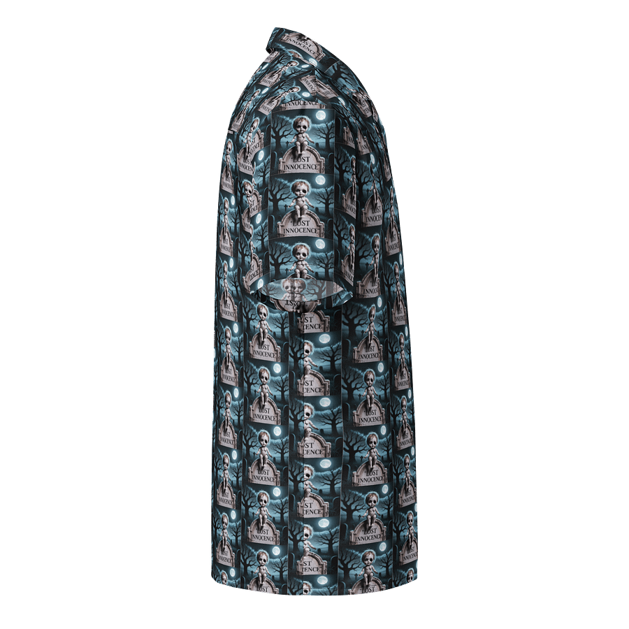 Midnight Veil Designs Lost Innocence Gothic Unisex Hawaiian Shirt - Blue Graveyard Print product image (4)