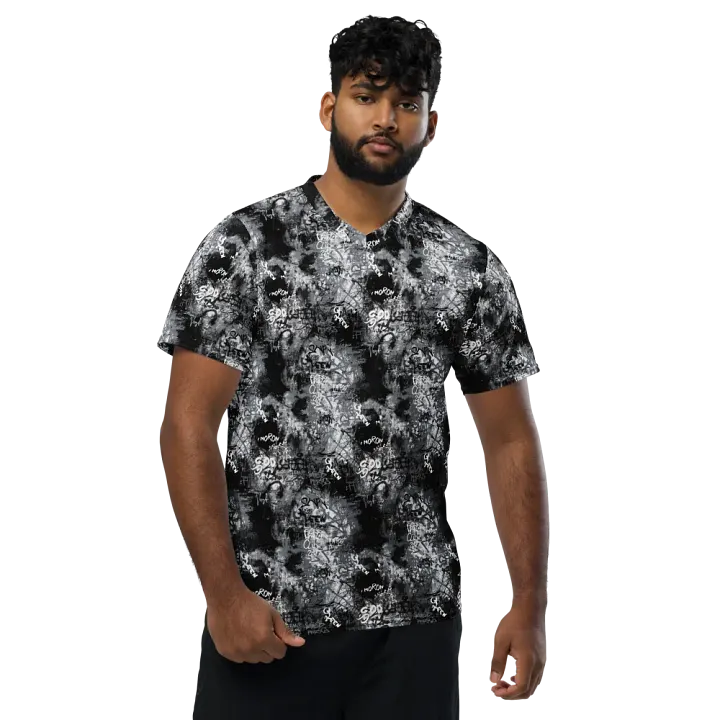 Black and White Graffiti | Recycled Unisex Sports Jersey product image (1)
