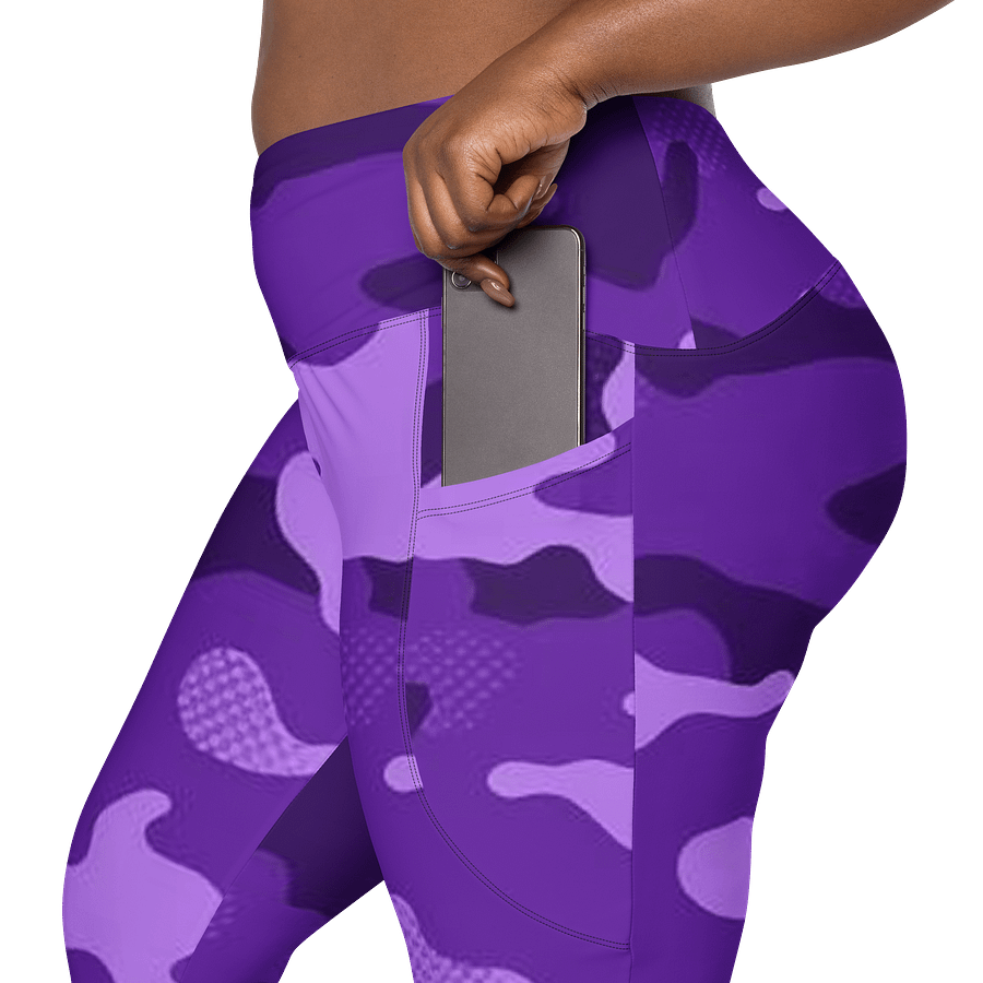 Purple Camo Crossover Leggings with Pockets product image (8)