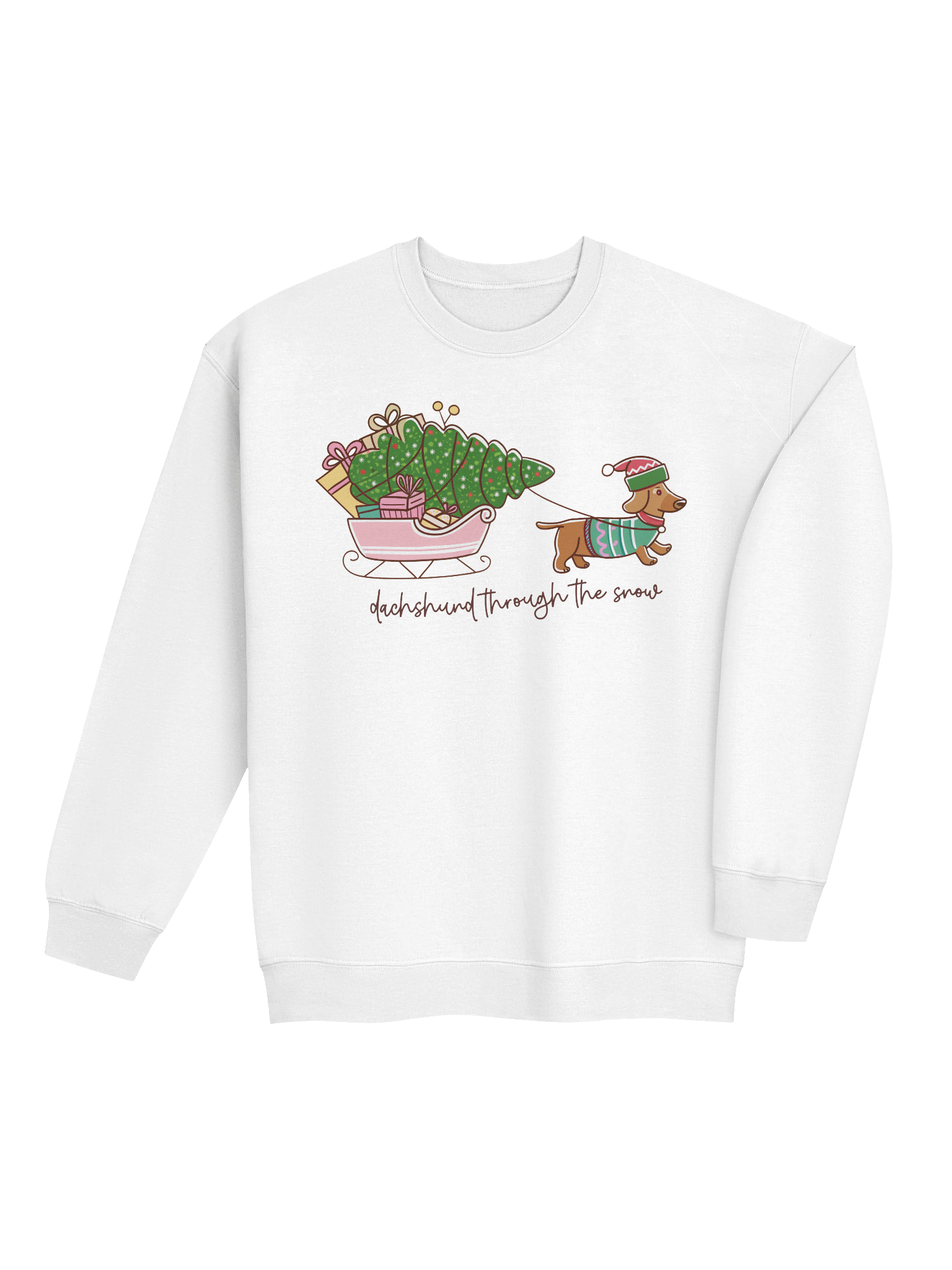 Dachshund Through the Snow Sweatshirt – Cute Holiday Sleigh Wiener Dog product image (36)
