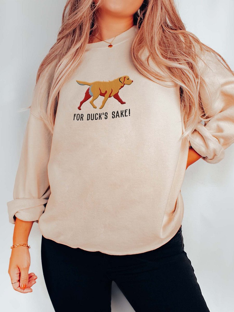 For Duck's Sake! Sweatshirt (Embroidered) of a Chesapeake Bay Retriever(Tan) product image (2)