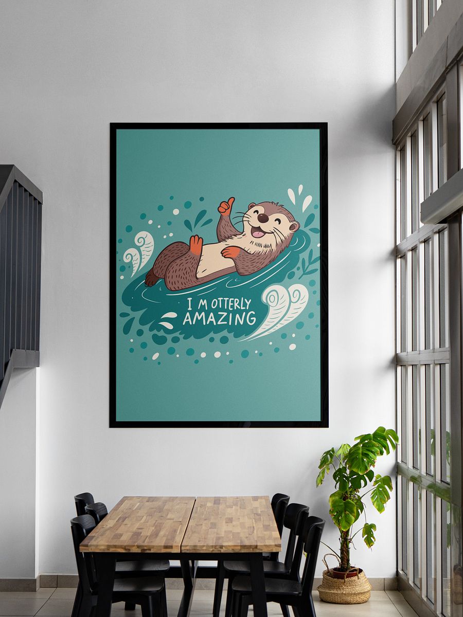 I'm Otterly Amazing Wall Art Print – Cheerful River Otter Design with Playful Vibes and Custom Flourishes for Animal Lovers product image (4)