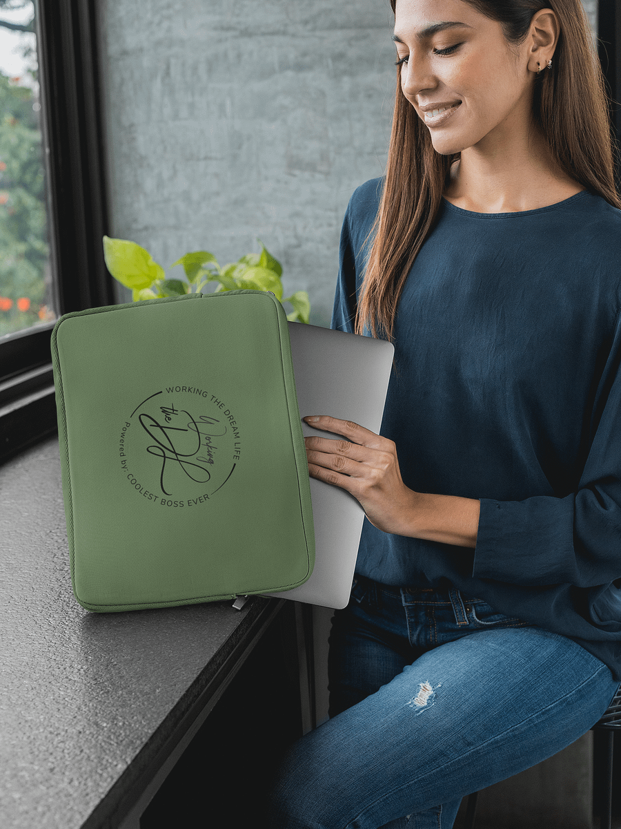 Premium Green Laptop Sleeve – Working The Dream Life | Sleek, Protective & Leadership-Ready (13” & 15”) product image (4)