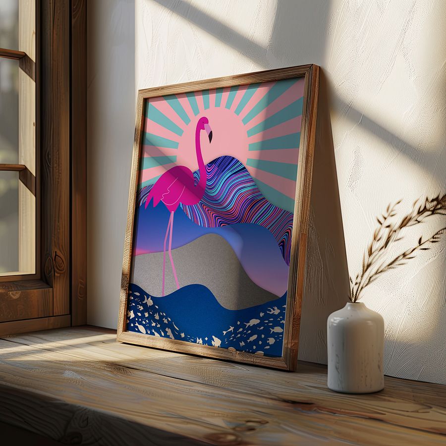 Funky Flamingo Collage Art Print product image (5)