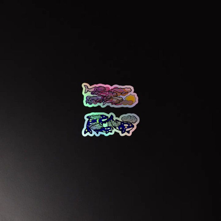 sunset beluga and midnight orca holographic sticker set product image (4)