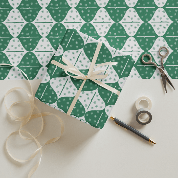Flutes and Snowflakes - Alto Flute - Green Gift Wrap Paper product image (2)