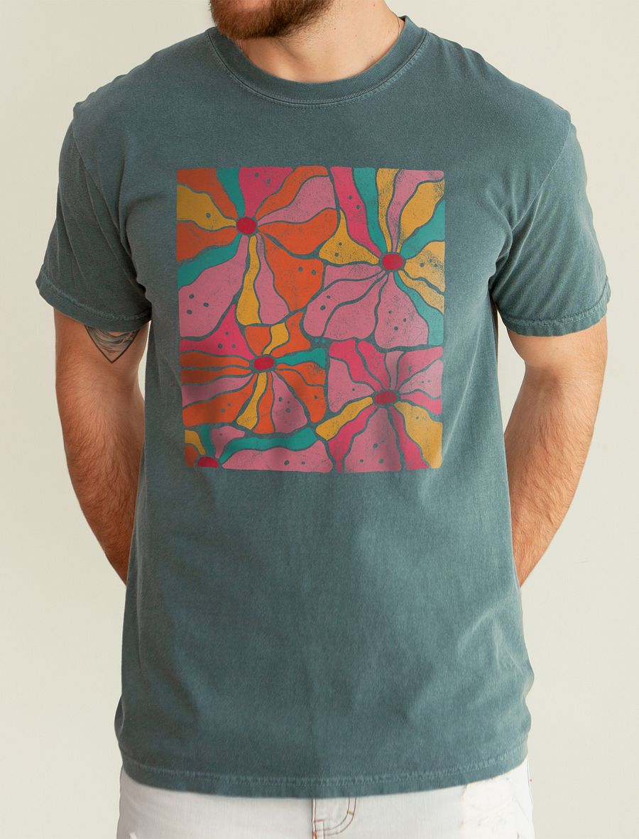 Boho Flowers and Retro Disco Flowers | Boho Aesthetic, Hippie, and Psychedelic T-Shirt Design product image (3)
