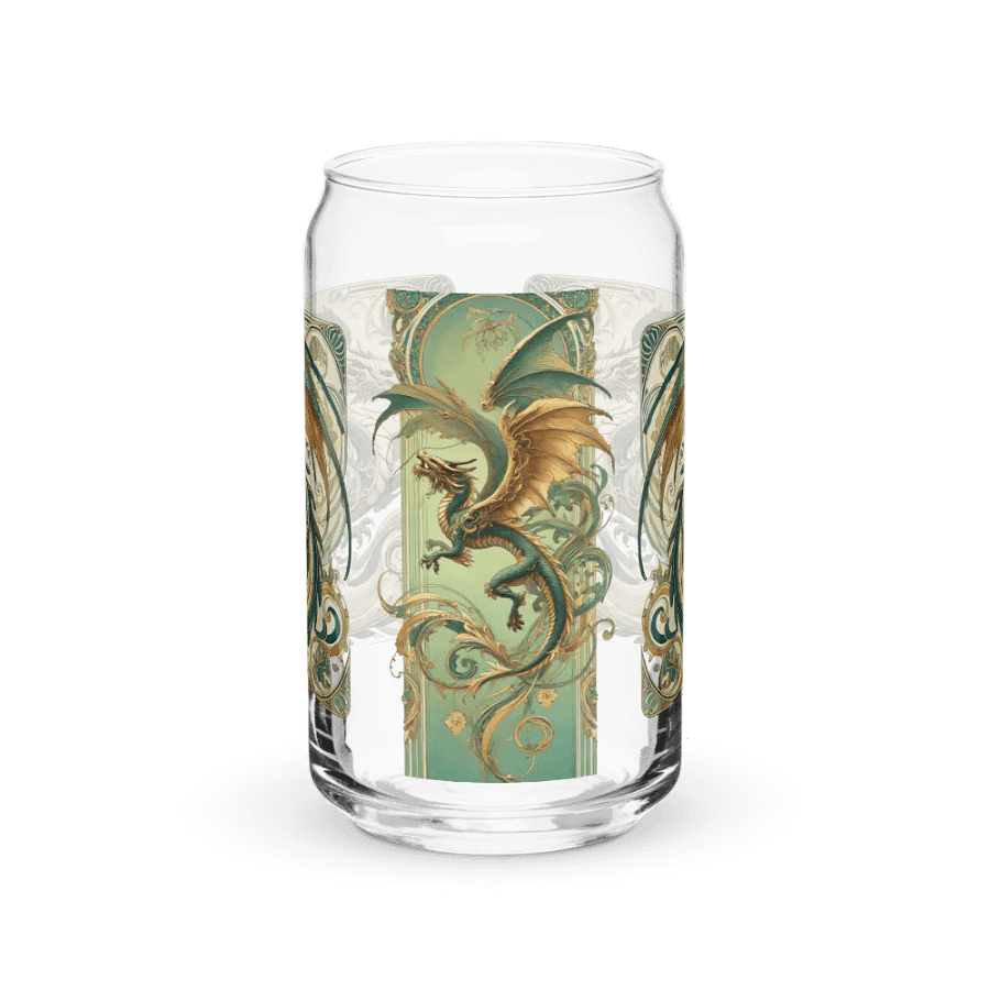 Art Nouveau Dragon Can-Shaped Glass Cup – Unique, Artistic Drinkware product image (2)