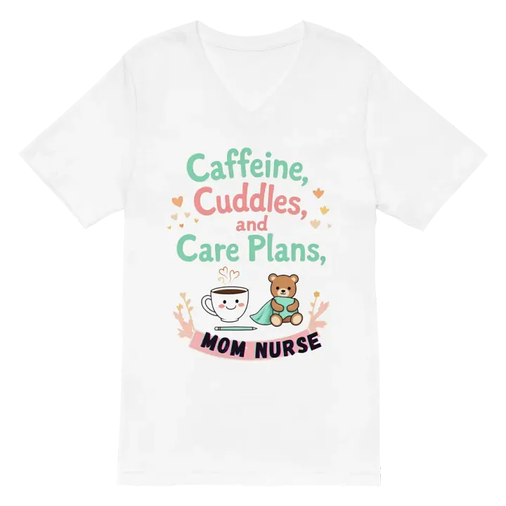 Mom Nurse Caffeine & Cuddles V-Neck Tee product image (6)