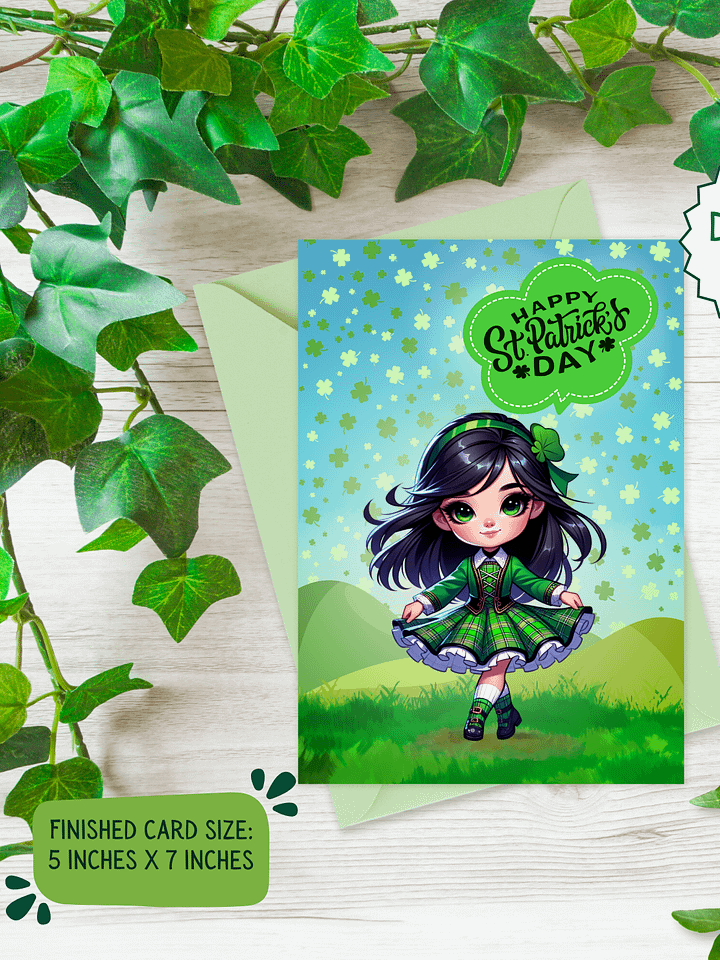 Irish Dancing Lass St Patrick's Card (digital download) product image (2)