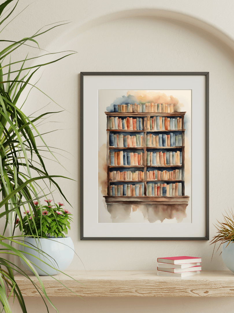 Watercolour Painting Printable Wall Art of MY LIBRARY product image (4)