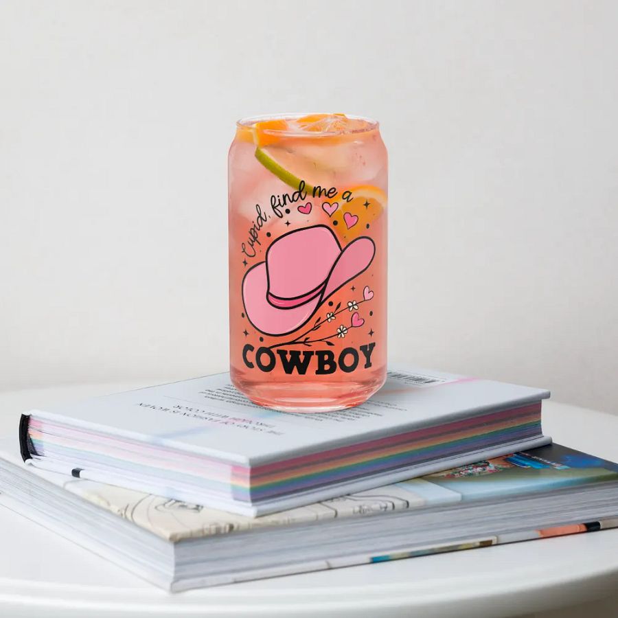 Cupid, Find Me a Cowboy Pink Hat Glass product image (4)