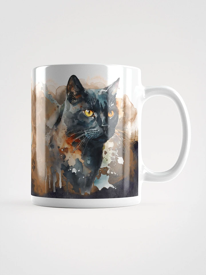 Staring Black Cat Watercolor Style Mug product image (2)