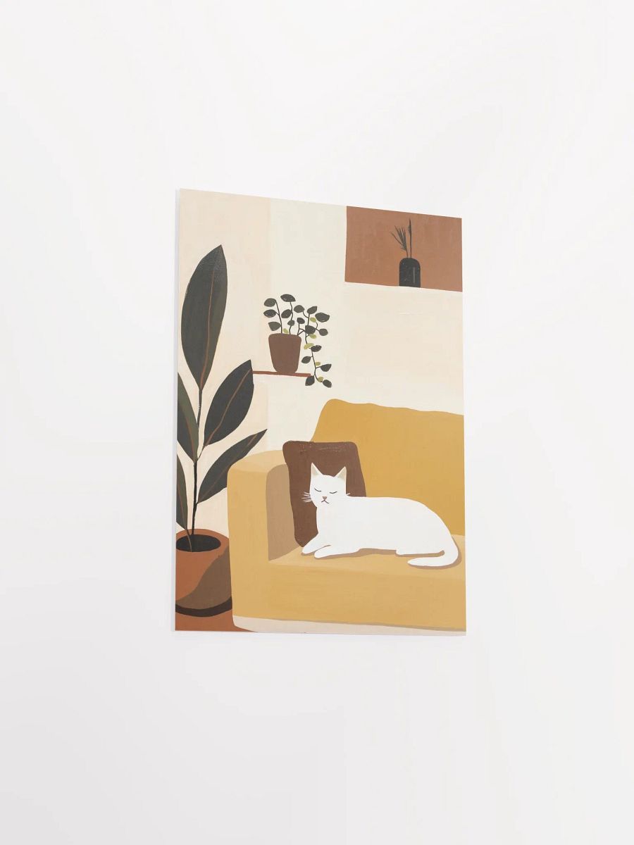 Cozy Cat on Mustard Sofa Poster product image (5)
