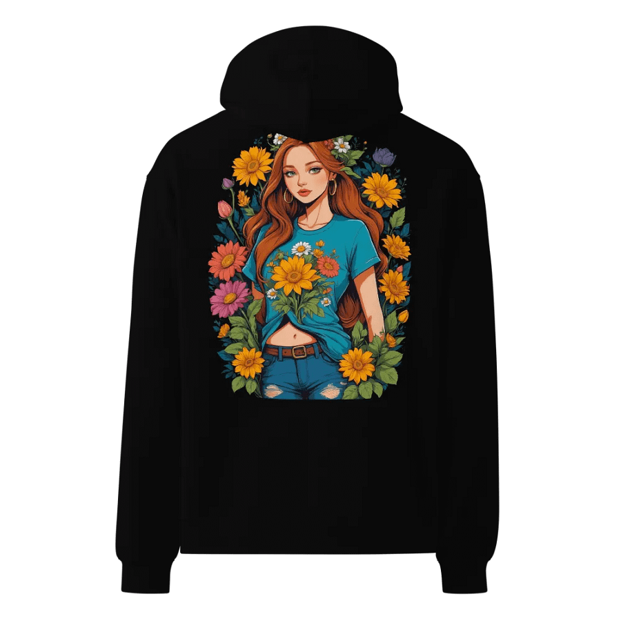 Bloomcore Flower Girl - Premium Hoodie - Black - v1 - Back Printed Design product image (1)