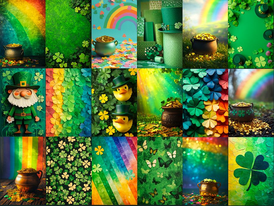 St. Patrick's Day Rainbows & Clovers Digital Scrapbook Pages product image (4)