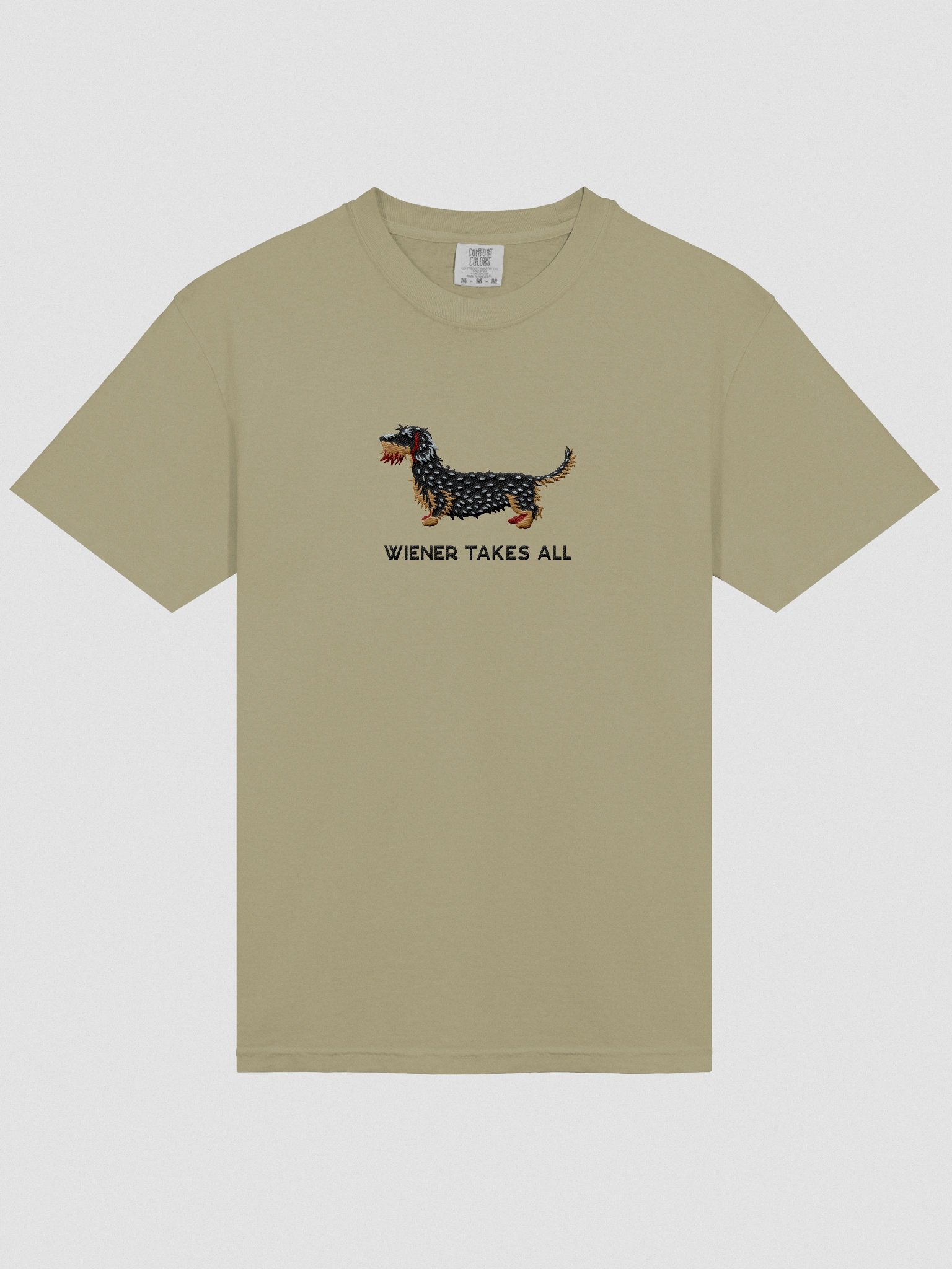 Wiener Takes All T-Shirt(Embroidered) of a Wirehaired Dachshund(Salt & Pepper) product image (6)