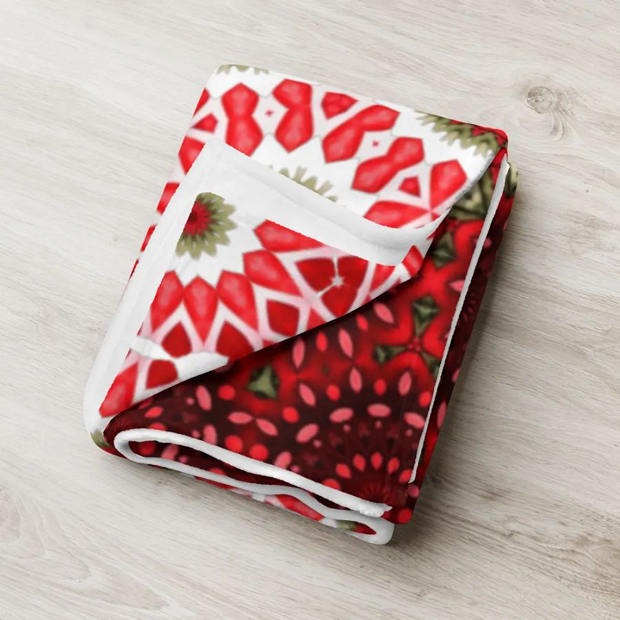 Red Green & White Daisy Throw Blanket product image (8)