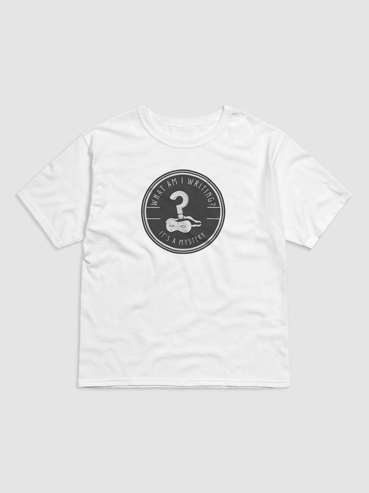 What am I Writing? It's a Mystery relaxed white t-shirt product image (1)