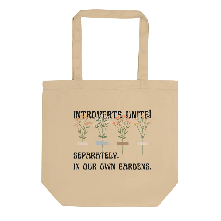 Hand-drawn sarcastic gardening introvert eco-friendly canvas tote bag - 