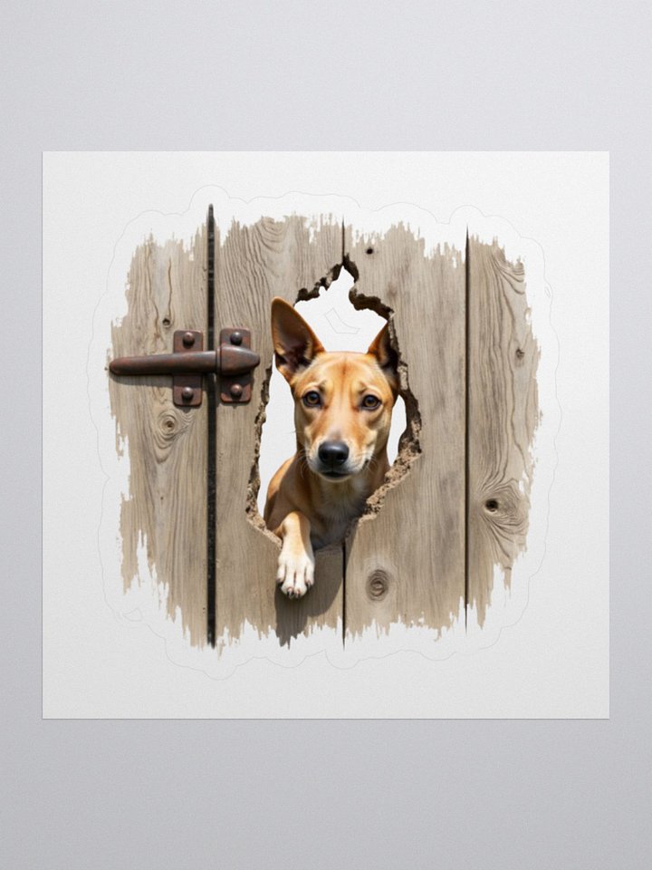 Rustic Wood Fence Peeking Potcake Sticker product image (1)