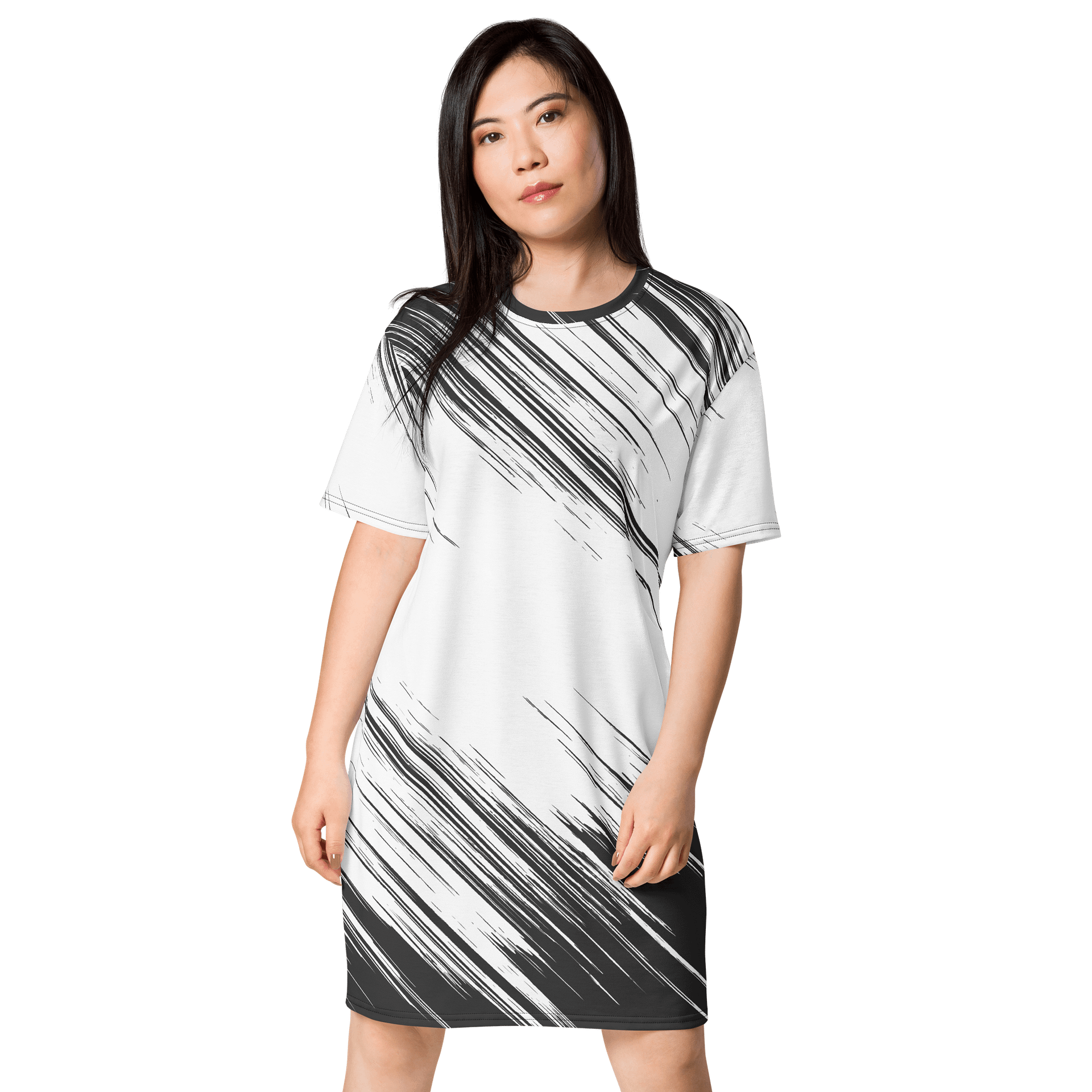 Exclusive Black and White Brushstroke T-Shirt Dress - Only at TDS Music product image (1)