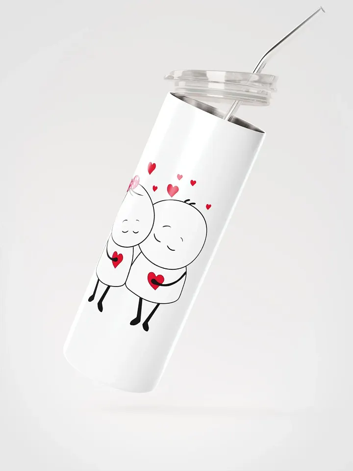 Romantic Couple White Stainless Steel Tumbler: Valentine's Day Delight product image (2)