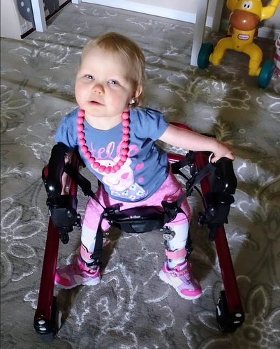 How old was she here❓ Hmmm, she's wearing KAFOs during the day so, this was prior to her double leg surgery and before she co...