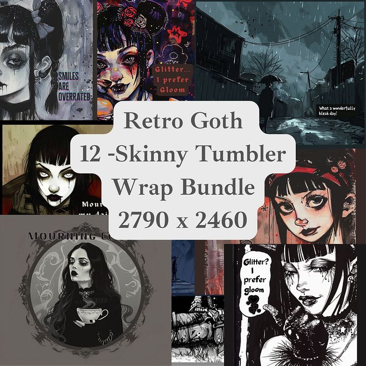 Retro Goth Skinny Tumbler Wrap Bundle Bundle of 12 2790px x 2460px 300 dpi product image (1)