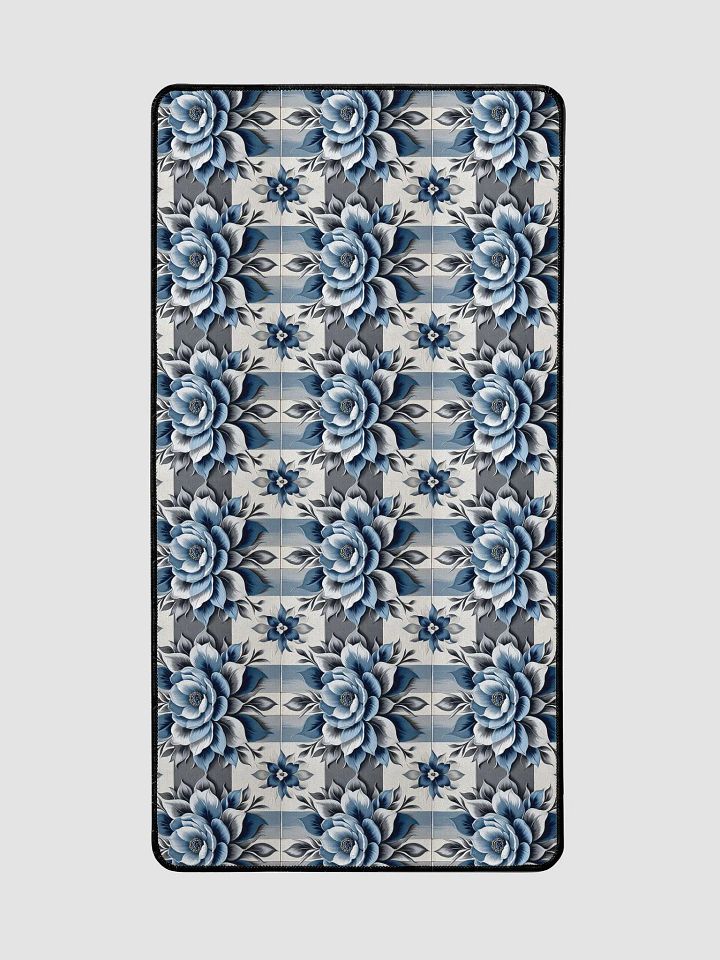 Desk Mat (31.5x15.5 inches) - Painted Tile Floral Pattern 2 in Shades of Blue product image (2)