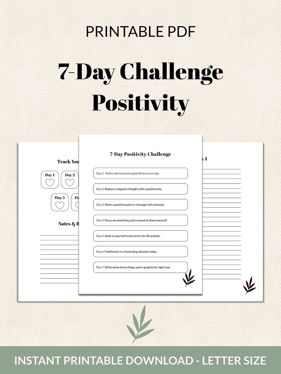 7-Day Positivity Challenge Printable product image (2)